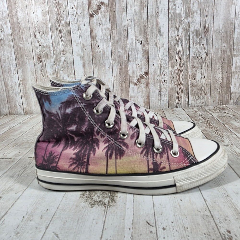 Converse Chuck Taylor All Star Hi‎ Sunset Palm Tree Print Sneakers Womens 8